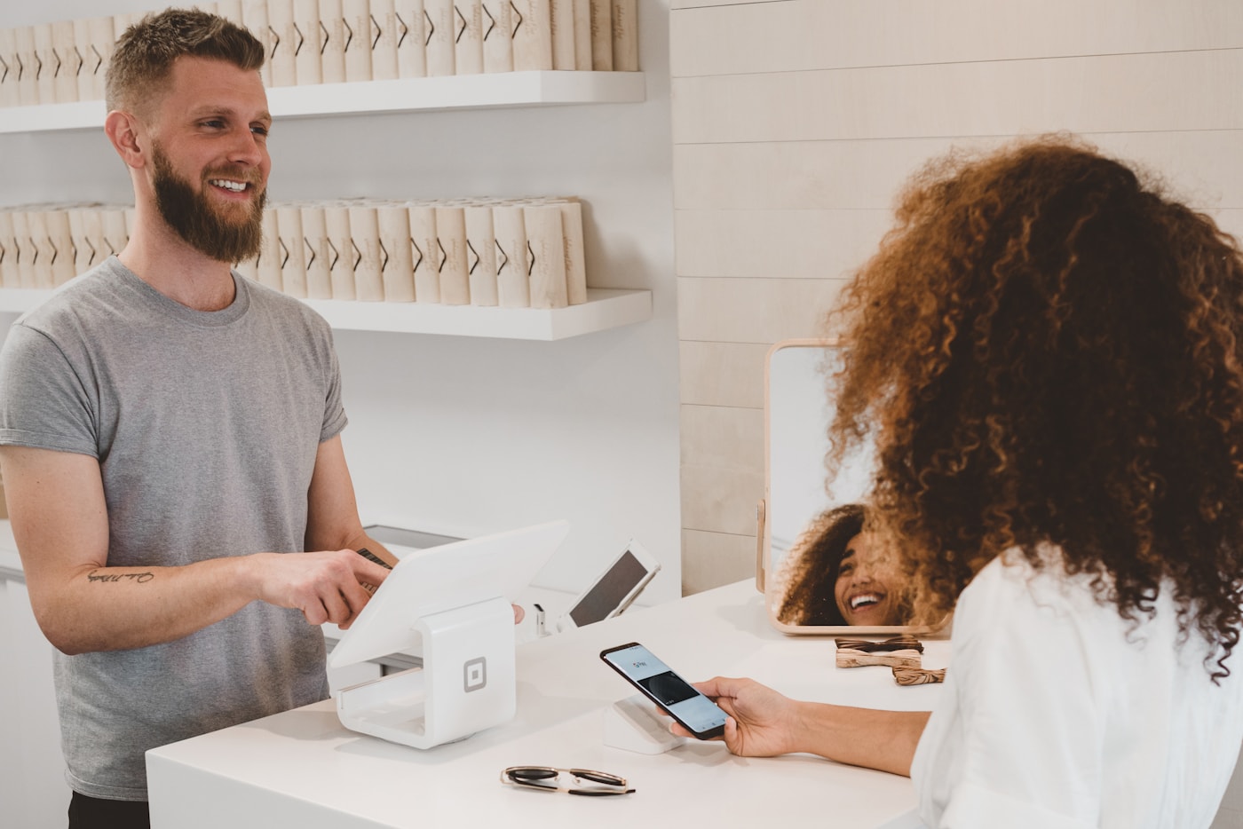 Business professional reviewing digital records