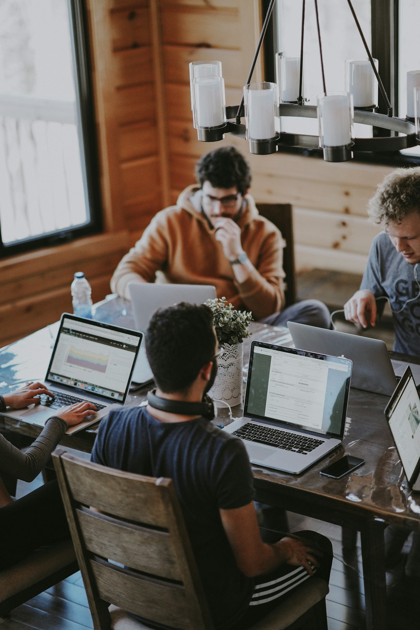 Startup team collaborating around a table